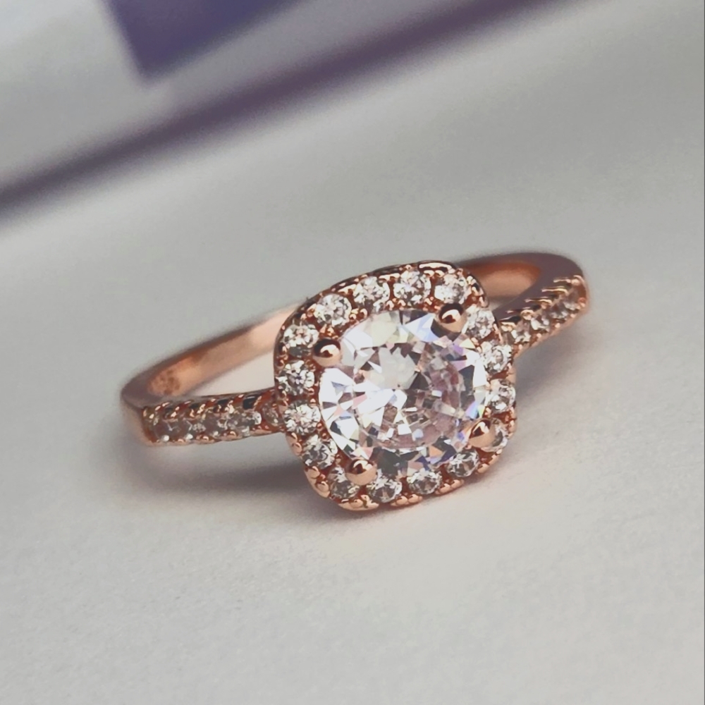 NEW Rose Gold Diamond Halo Engagement Ring
